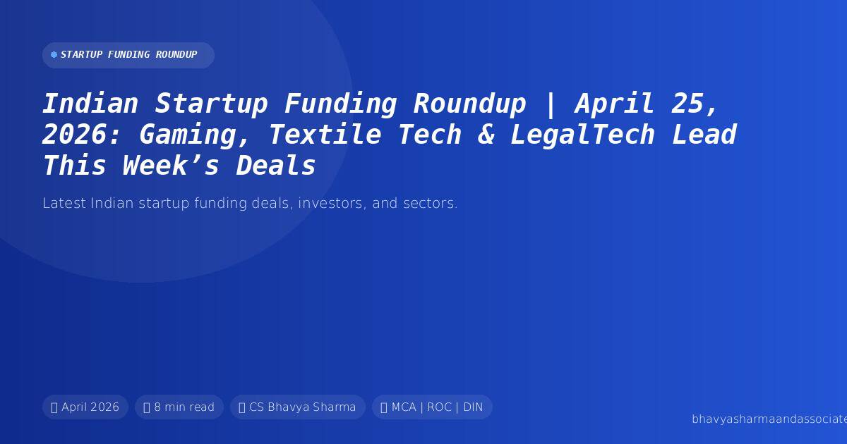 Indian startup funding roundup with gaming, textile tech, and legal tech highlights.